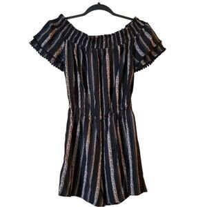 Xhilaration Women's Off Shoulder Romper - Size XS - Black/Beige